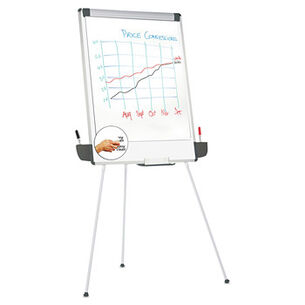 EASELS | Universal UNV43031 29 in. x 41 in. Tripod-Style Dry Erase Easel - White/Silver