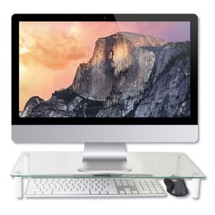 MONITOR STANDS | Kantek MS370 22 in. x 8.25 in. x 3.25 in. Supports 40 lbs. Glass Monitor Riser - Clear