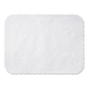 LINEN AND TABLE ACCESSORIES | Hoffmaster TC8704472 14 in. x 19 in. Anniversary Embossed Scalloped Edge Tray Mat - White (1000/Carton)