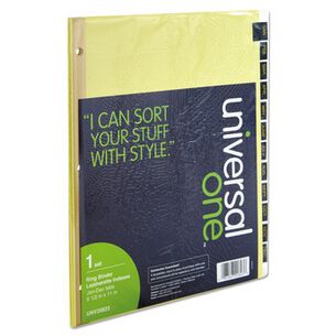 BINDERS AND BINDING SUPPLIES | Universal UNV20823 Deluxe Preprinted Simulated Leather Jan.-to-Dec. Tab Dividers with Gold Printing - Buff (1 Set)
