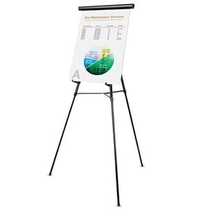 EASELS | Universal UNV43150 3 Leg Telescoping Easel with Pad Retainer Adjusts 34 in. to 64 in. - Aluminum, Black