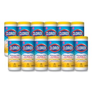 DISINFECTANTS | Clorox 01594 7 in. x 8 in. 1-Ply Disinfecting Wipes - Crisp Lemon, White (35/Canister, 12 Canisters/Carton)