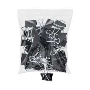 BINDING SUPPLIES | Universal UNV10210VP Binder Clips in Zip-Seal Bag - Medium, Black/Silver (36/Pack)
