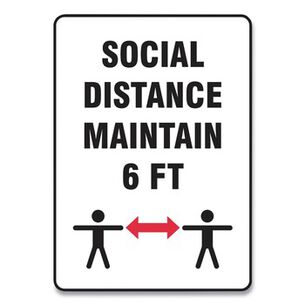 SAFETY SIGNS | GN1 MGNF549VPESP 10 in. x 14 in. Social Distance Wall Sign - White (10/Pack)