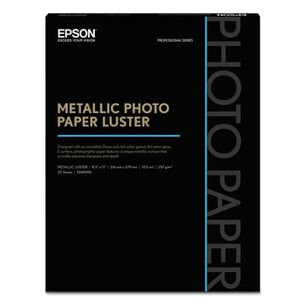 PHOTO PAPER | Epson S045596 8.5 in. x 11 in. 10.5 mil Professional Media Metallic Luster Photo Paper - White (25/Pack)