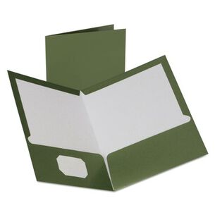 FILE FOLDERS | Oxford 5049560 100-Sheet Capacity 8.5 in. x 11 in. Two-Pocket Laminated Folder - Metallic Green (25/Box)