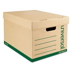 BOXES AND BINS | Universal 9523101 Letter/Legal Recycled Medium-Duty Record Storage Box - Kraft/Green (12/Carton)
