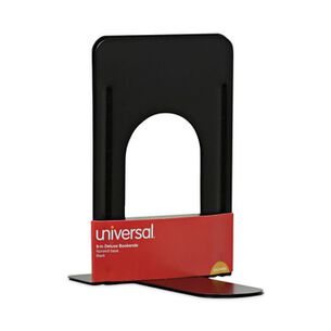 BOOKENDS | Universal UNV54095 5-7/8 in. x 8-1/4 in. x 9 in. Heavy Gauge Steel Nonskid Economy Bookends - Black (1 Pair)