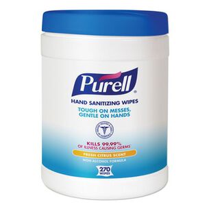 HAND WIPES | PURELL 9113-06 6.75 in. x 6 in. Sanitizing Hand Wipes - Fresh Citrus, White