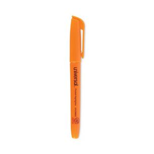 HIGHLIGHTERS | Universal UNV08853 Chisel Tip Fluorescent Orange Ink Orange Barrel Pocket Highlighters (1 Dozen)
