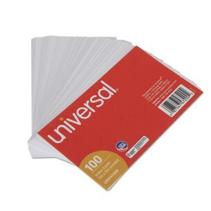 FLASH CARDS | Universal UNV47200EE 3 in. x 5 in. Unruled Index Cards - White (100/Pack)