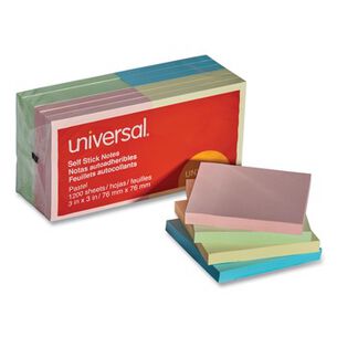 STICKY NOTES AND POST ITS | Universal UNV35669 3 in. x 3 in. Self-Stick Note Pads - Assorted Pastel Colors (12/Pack)