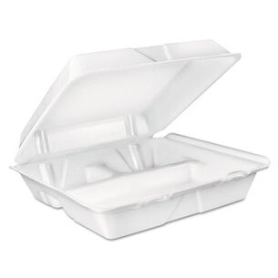 KITCHEN | Dart 90HT3R 9 in. x 9.4 in. x 3 in. 8 oz. 3-Compartment Foam Hinged Lid Container - White (200/Carton)