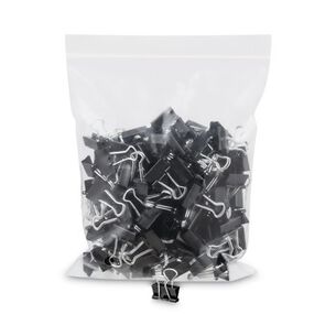 BINDING SUPPLIES | Universal UNV10199VP Binder Clips in Zip-Seal Bag - Mini, Black/Silver (144/Pack)