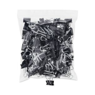 BINDING SUPPLIES | Universal UNV10200VP Binder Clips in Zip-Seal Bag - Small, Black/Silver (144/Pack)