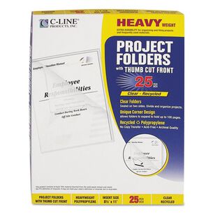 FILE FOLDERS | C-Line 62127 Heavyweight Poly Project Folders - Letter, Clear (25/Box)