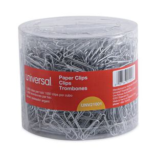PAPER CLIPS AND FASTENERS | Universal UNV21001 Plastic-Coated Paper Clips - Assorted Sizes Silver (1000/Pack)