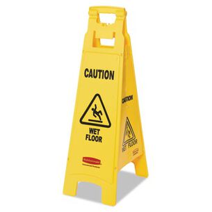SAFETY SIGNS | Rubbermaid Commercial FG611477YEL 12 in. x 16 in. x 38 in. 4-Sided Caution Wet Floor Sign - Yellow