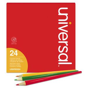 PENCILS | Universal UNV55324 Woodcase 3 mm Colored Pencils - Assorted Colors (24/Pack)