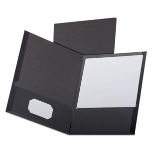 FILE FOLDERS | Oxford 53406EE Linen Finish Twin Pocket Letter Folders - Black (25/Box)