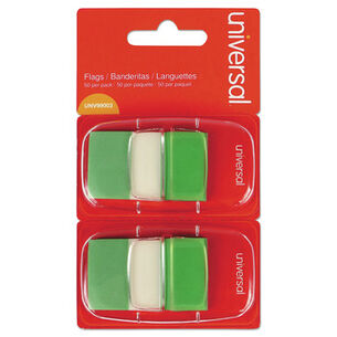 PAGE FLAGS | Universal UNV99003 Page Flags - Green (50 Flags/Dispenser, 2 Dispensers/Pack)
