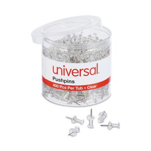 PUSH PINS | Universal UNV31306 3/8 in. Plastic Push Pins - Clear (400/Pack)