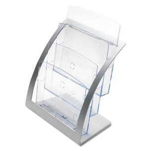 DESK SHELVES | Deflecto 693745 11.25 in. x 6.94 in. x 13.31 in. 3-Tier Literature Holder - Leaflet Size, Silver