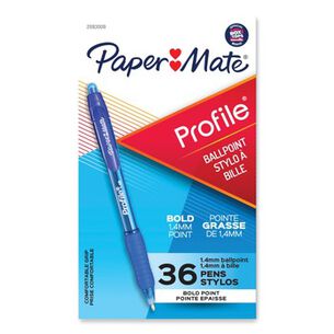 PENS | Paper Mate 2083008 Profile Bold 1.4 mm Retractable Ballpoint Pen - Blue (36/Pack)