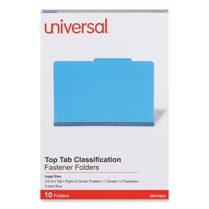 FILING AND FOLDERS | Universal UNV10211 Bright Colored Pressboard Classification Folders - Legal, Cobalt Blue (10/Box)