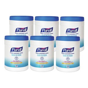 HAND WIPES | PURELL 9113-06 6.75 in. x 6 in. Fresh Citrus Sanitizing Hand Wipes - White, (6/Carton)