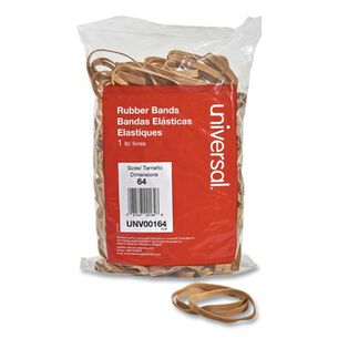 RUBBER BRANDS | Universal UNV00164 0.04 in. Gauge Size 64 Rubber Bands - Beige (320/Pack)