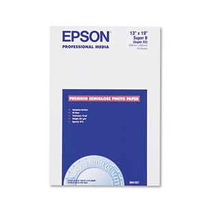PHOTO PAPER | Epson S041327 10.4 mil. 13 in. x 19 in. Premium Photo Paper - Semi-Gloss White (20/Pack)