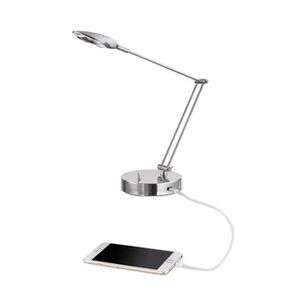 LAMPS | Alera ALELED900S 11 in. W x 6.25 in. D x 26 in. H Adjustable Brushed Nickel LED Task Lamp with USB Port