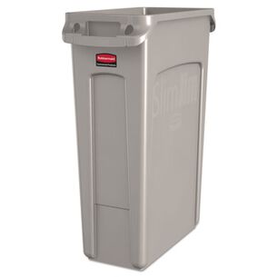TRASH WASTE BINS | Rubbermaid Commercial FG354060BEIG 23 Gallon Rectangular Plastic Slim Jim Receptacle with Venting Channels - Beige