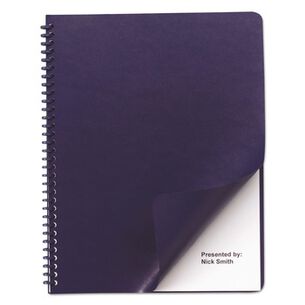 BINDING COVERS | GBC 2000711 11.25 in. x 8.75 in. Leather-Look Unpunched Presentation Covers for Binding Systems - Navy (100 Sets/Box)