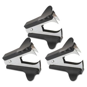 STAPLE REMOVERS | Universal UNV00700VP Jaw Style Staple Remover - Black (3/Pack)