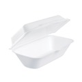 Food Trays, Containers, and Lids | Dart 99HT1R 5.3 in. x 9.8 in. x 3.3 in. Foam Hinged Removable Lid Hoagie Container - White (125/Bag, 4 Bags/Carton) image number 1