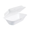 Food Trays, Containers, and Lids | Dart 99HT1R 5.3 in. x 9.8 in. x 3.3 in. Foam Hinged Lid Hoagie Container with Removable Lid - White (500/Carton) image number 1