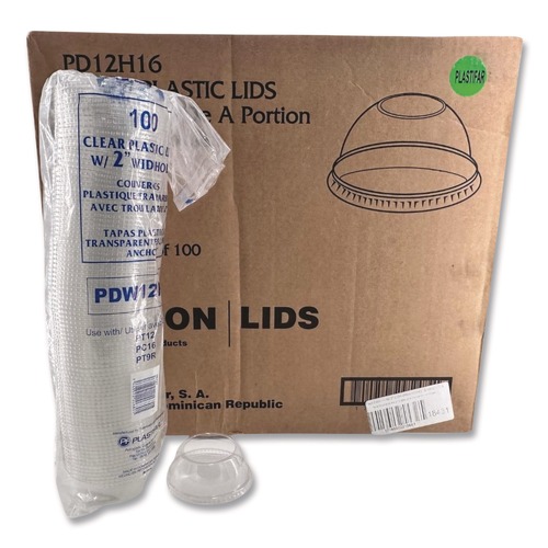 Food Trays, Containers, and Lids | Plastifar 18431 PET Lids, Fits 5 oz and 8 oz Sundae Cup, 100/Sleeve, 10/Sleeves/Carton image number 0