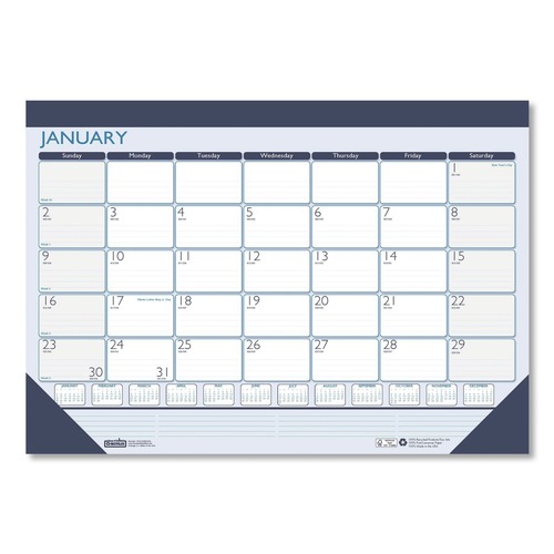 Bulletin Boards | House of Doolittle 1516 18.5 in. x 13 in. 12-Month (Jan to Dec) 2026 Recycled Contempo Desk Pad Calendar - White/Blue Sheets/Blue Binding/Corner image number 0