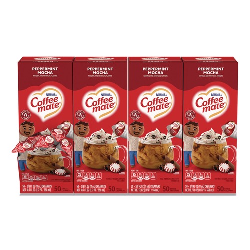 Condiments | Coffee-Mate 12072787 0.38 oz. Mini Cups Liquid Coffee Creamer - Peppermint Mocha (200/Carton) image number 0