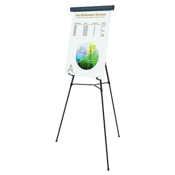 MasterVision FLX05101MV Telescoping Tripod Display Easel Adjusts 38 in. to 69 in. High - Metal, Black