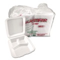 Food Trays, Containers, and Lids | Plastifar 12109 7.56 in. x 8.25 in. x 2.38 in. 3-Compartment Foam Hinged Lid Containers - White (200/Carton) image number 0