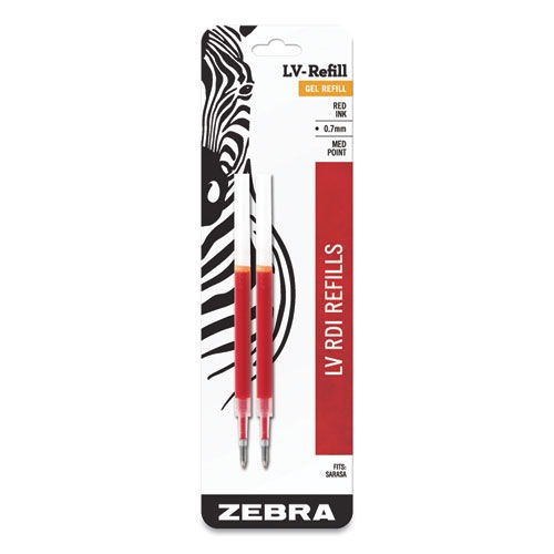 Pens | Zebra 87032 Conical Tip JF Refill for Gel Pens - Medium/Red Ink (2/Pack) image number 0