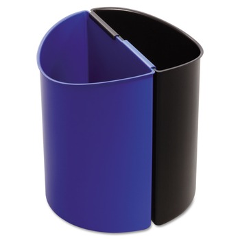 TRASH WASTE BINS | Safco 9927BB 3 Gallon Plastic Desk-Side Recycling Receptacle - Black/Blue