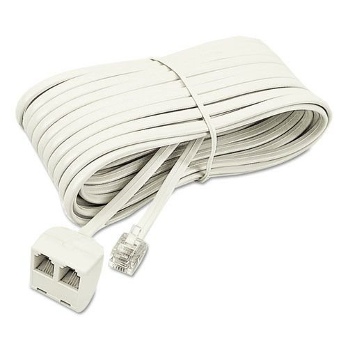 Office Electronics & Batteries | Softalk 04130 25 ft. Plug/Dual Jack Telephone Extension Cord - Ivory image number 0