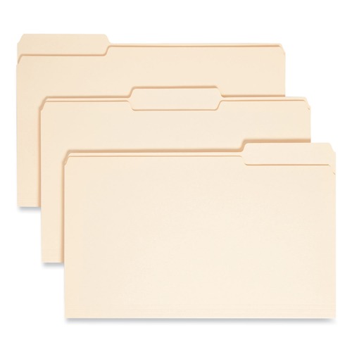 File Folders | Smead 15338 1/3-Cut Tabs Assorted Legal 0.75 in. Expansion Top Tab File Folders with Antimicrobial Product Protection - Manila (100/Box) image number 0