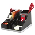 Desktop Organizers | Deflecto 35172 8.13 in. x 9.13 in. x 5.19 in. 6 Compartments Silhouettes All-In-One Plastic Caddy - Black/Silver image number 3