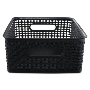 Advantus 40327 14.25 in. x 10.25 in. x 4.75 in. Weave Bins - Black (2/Pack)