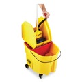 Mop Buckets | Rubbermaid Commercial FG757788YEL 35 qt. WaveBrake 2.0 Down-Press Plastic Bucket/Wringer Combos - Yellow image number 2